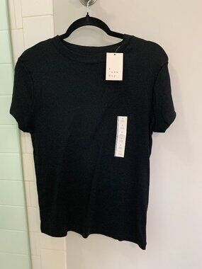 A New Day Women's Slim Fit Short Sleeve Ribbed Casual Top Size Large